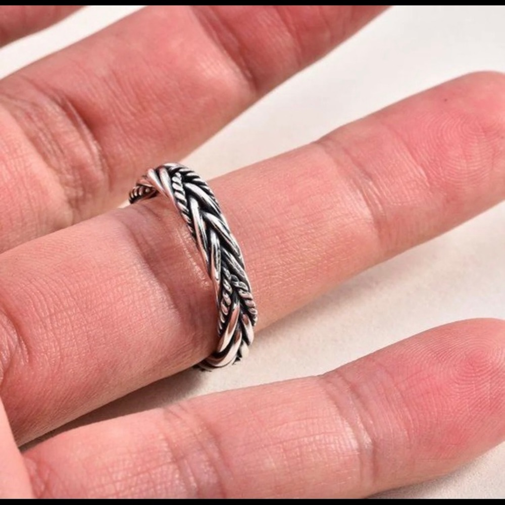Sterling Silver 925 Cable Braided Ring